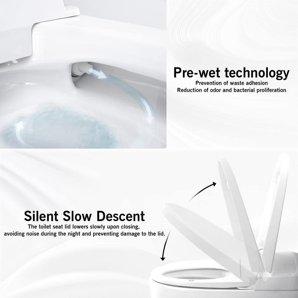 White Ceramic Smart Toilet Bidet Combo with Heated Seat and Remote Control