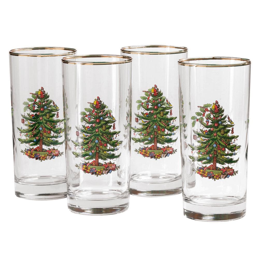 Christmas Tree Glasses, Set of 6 six, 14 Oz Holiday Tumblers, Highball,  Seasonal Entertaining, Gift 