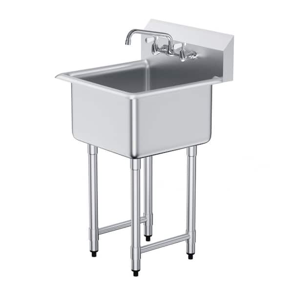 Stainless Steel Prep and Utility Sink, 1 Compartment Free Standing Sink with Faucet and Legs, 21 x 41 in. 2025 update