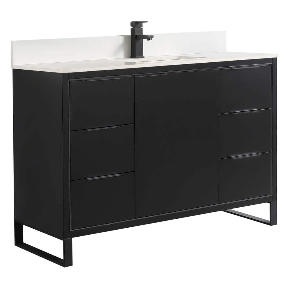 Opulence 48 in. W x 18 in. D x 33.5 in. H Single Sink Bath Vanity in Black Matte with White Top price history on PriceWatchPro