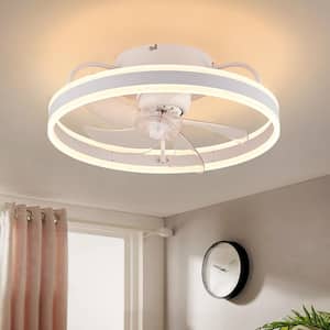 19.69 in White Indoor LED Multi-functional Oscillating Ceiling Fan with Light and Remote Control for Bedroom and Kitchen