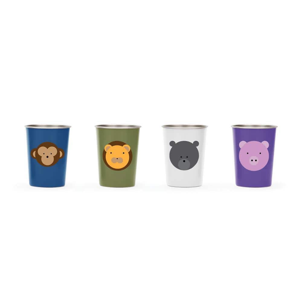 RED ROVER Stainless Steel Animal Cups 10 oz. Lion, Bear, Monkey, Pig (Set  of 4) 20055 - The Home Depot