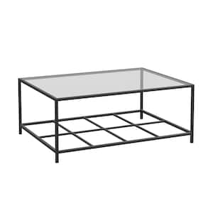 Carolina Grove 42 in. Black Rectangle Glass Coffee Table