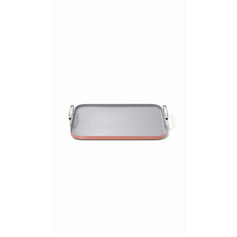 Terracotta Ceramic Nonstick Double Burner Griddle with Stainless Steel Handles