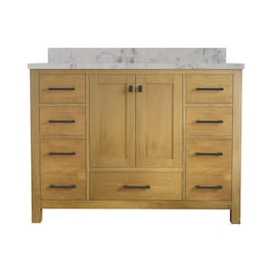48 in. W. x 22 in. D x 35.4 in. H Single Sink Bath Vanity in Almond Toffee with White Marble Top and Basin