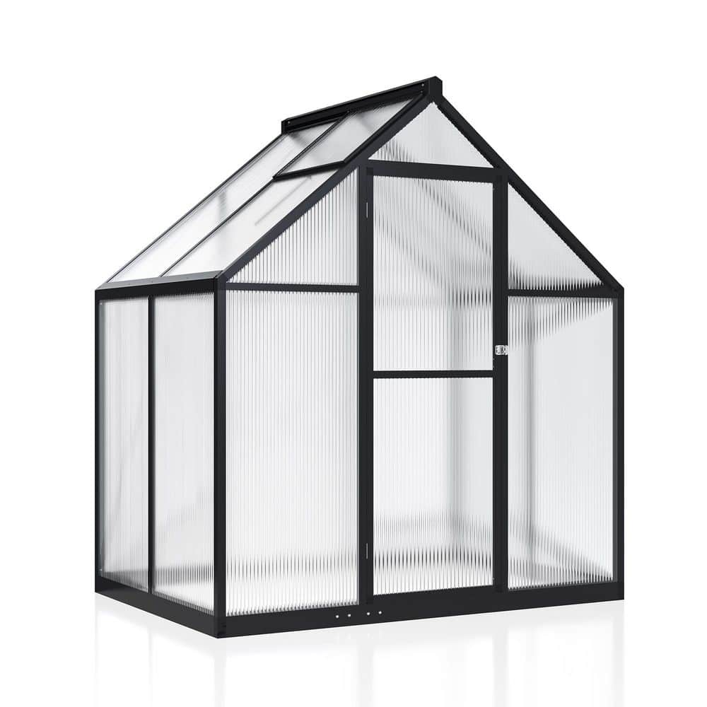 6 ft. W x 4 ft. D Polycarbonate Greenhouse with quick setup, roof vent, and