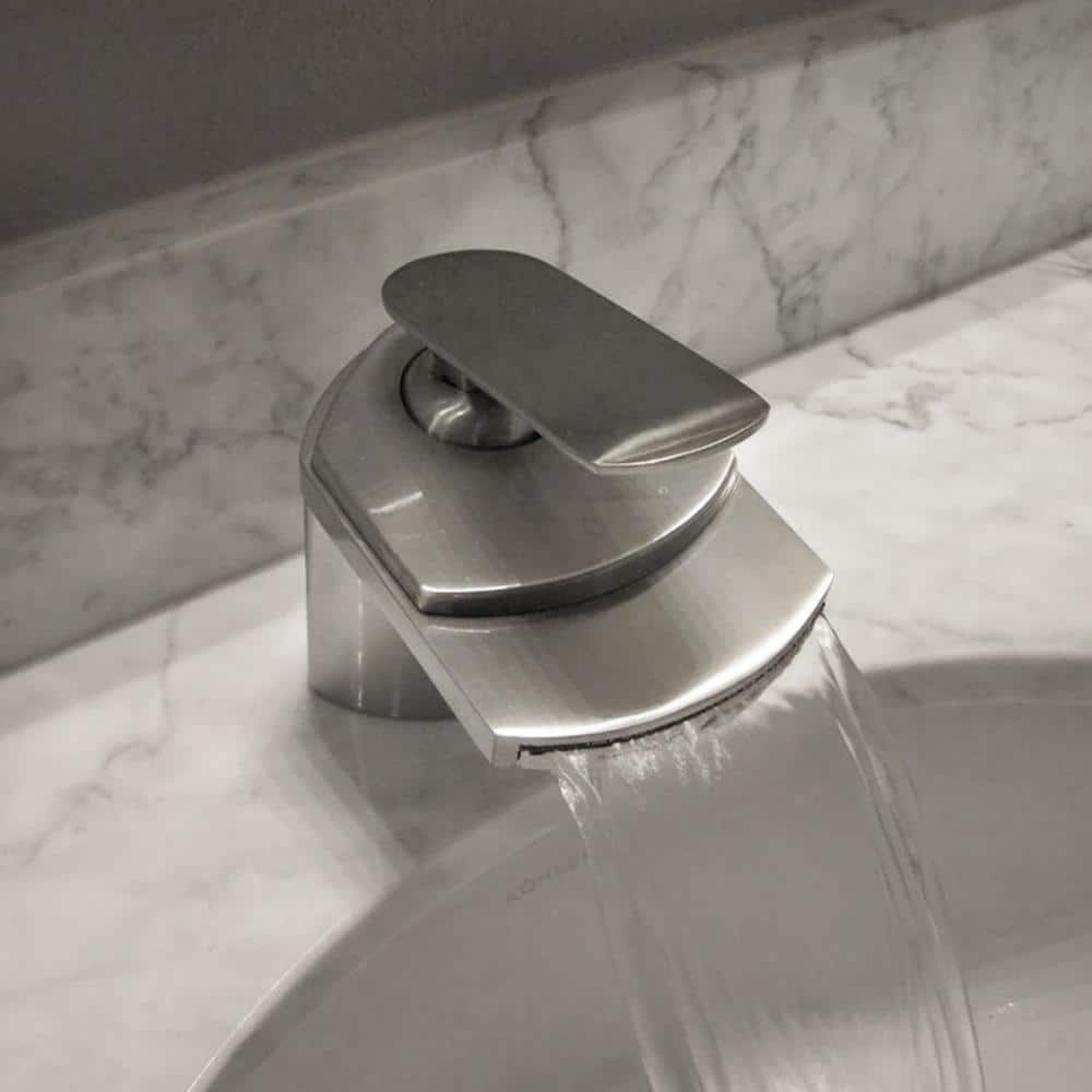 Brushed Nickel Single-Handle Waterfall Bathroom Faucet