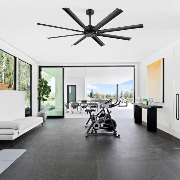 Oscar 72 in. (6 ft.) Indoor Aluminum-Blade Black Industrial Ceiling Fans with Remote and Ddownrods Included No Light