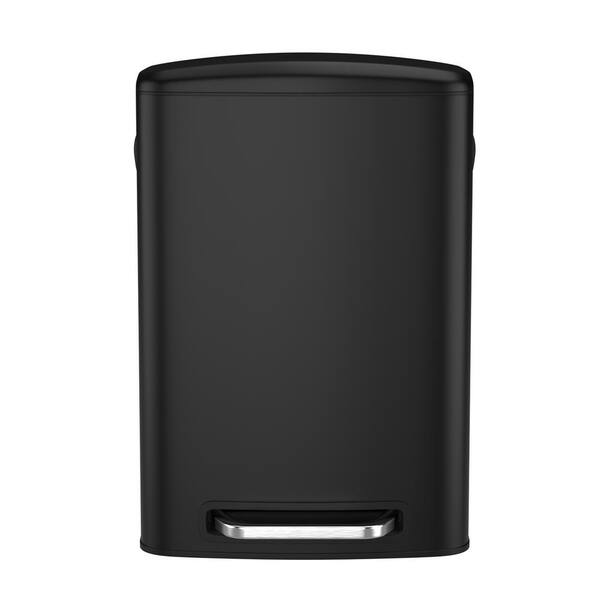 cadeninc 50L/13.2 Gal. Black Stainless Steel Kitchen/Bathroom Foot Pedal Operated Soft Close Trash Can with 30 Garbage Bags