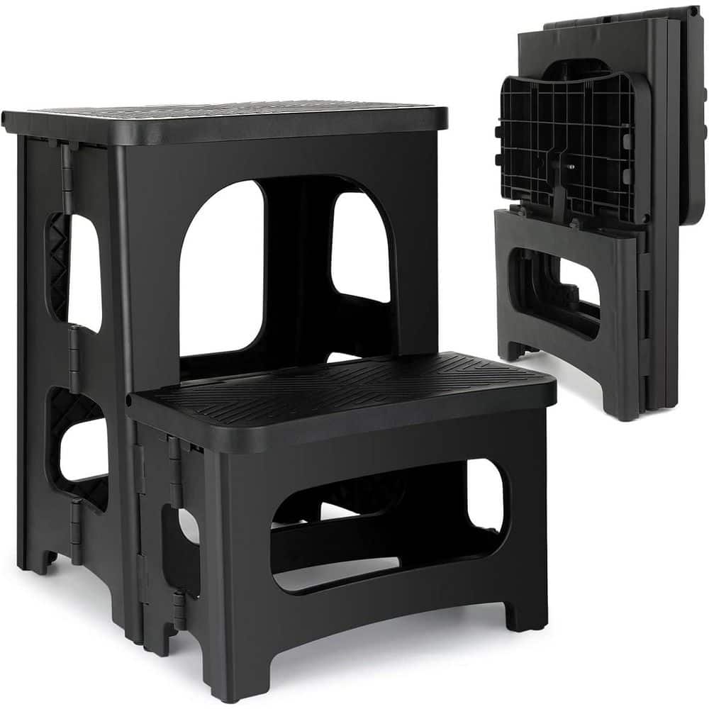 17 in. H Reach 2-Step Plastic Non-Slip Collapsible Step Stool 200 lb. Load 
