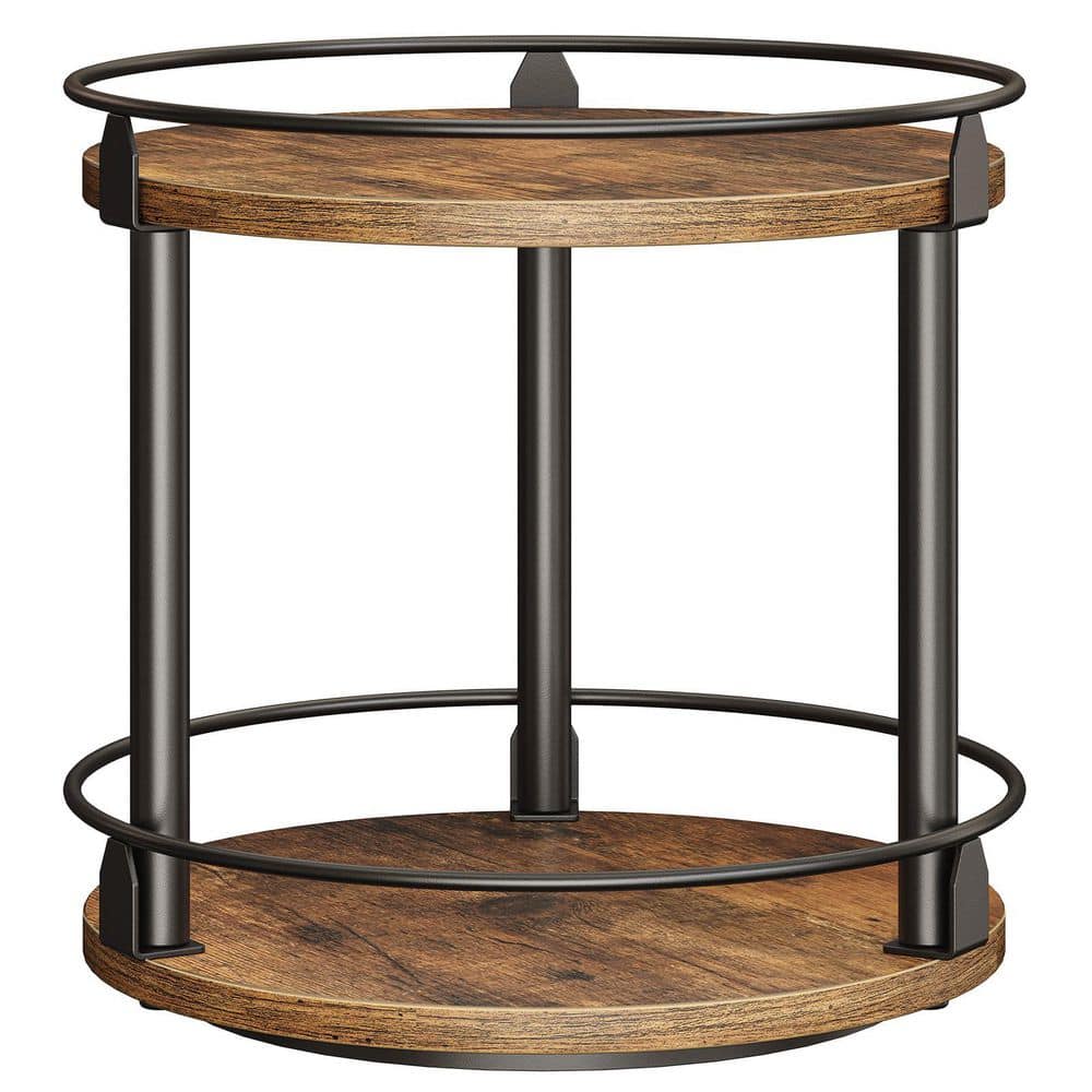 Anqtovp 2 Shelf Rustic Brown Rotating Countertop Spice Rack Organizer ...