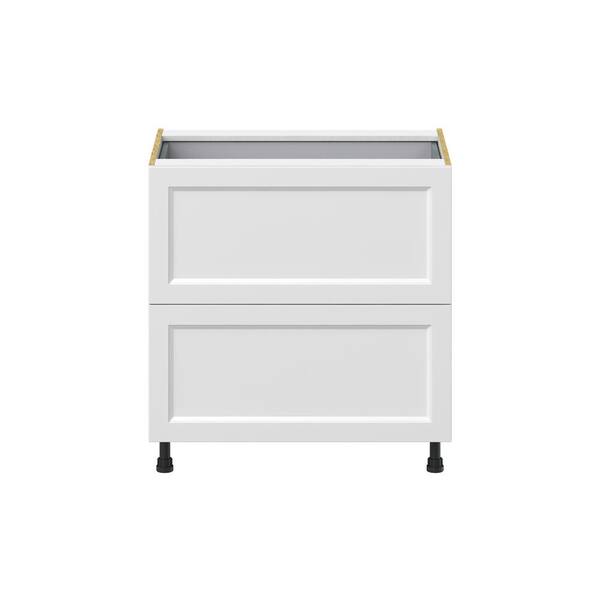 J COLLECTION Alton Painted 33 in. W x 34.5 in. H x 24 in. D in White Shaker Assembled Base Kitchen Cabinet with 3-Drawers