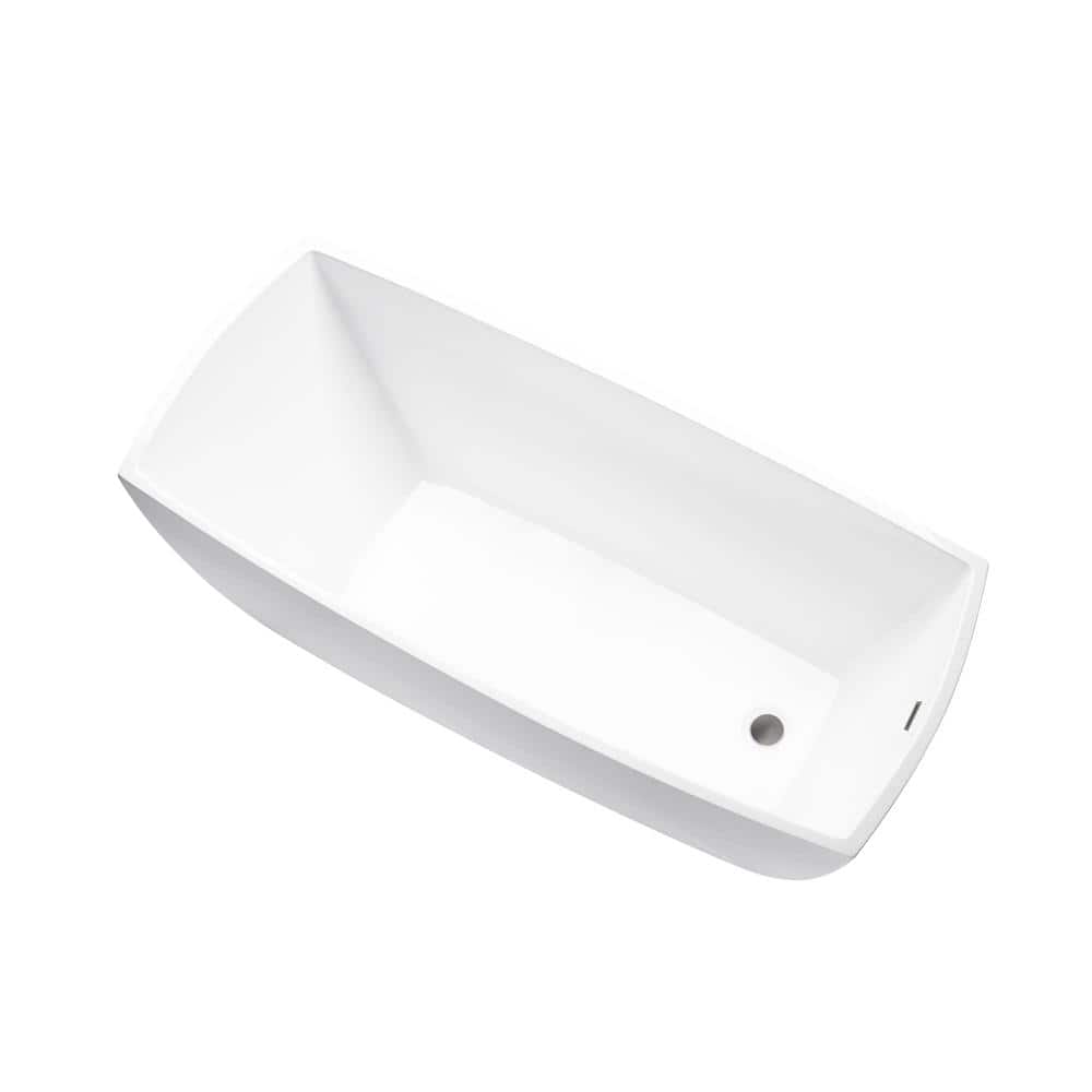 67" White Acrylic Freestanding Soaking Bathtub