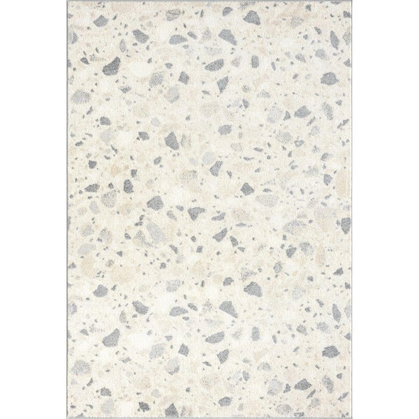 Nuevo Ivory 5 ft. 3 in. x 7 ft. 6 in. Terazzo Polypropylene Area Rug