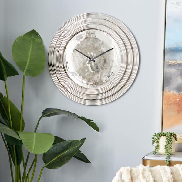 Silver Aluminum Glam Wall Clock