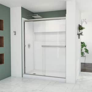 Bootz Aloha 56-60 in. W x 70 3/8 in. H Semi-Frameless Sliding Shower Door in Brushed Nickel