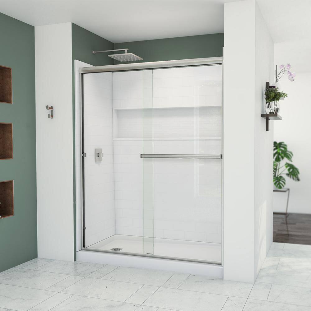 Bootz Aloha 56-60 in. W x 70 3/8 in. H Semi-Frameless Sliding Shower Door in Brushed Nickel price history on PriceWatchPro