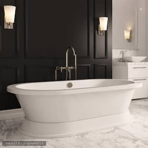 Crestmont 67 in. Acrylic Freestanding Pedestal Bathtub in White, Drain in Brushed Nickel