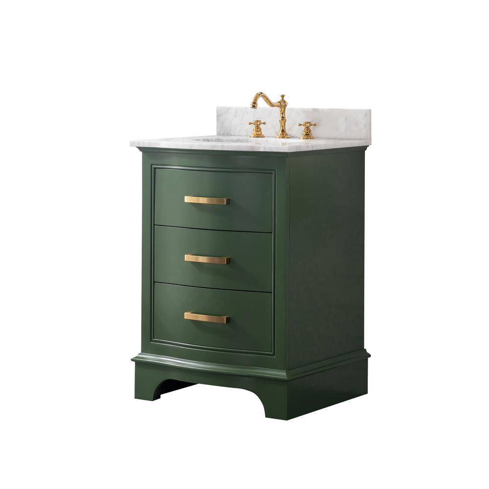 Evergreen Solid Wood Single Vanity with Marble Top