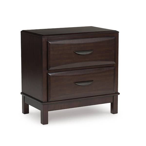 Vanmore Dark Brown 2 Drawer 26.63 in. W Nightstand