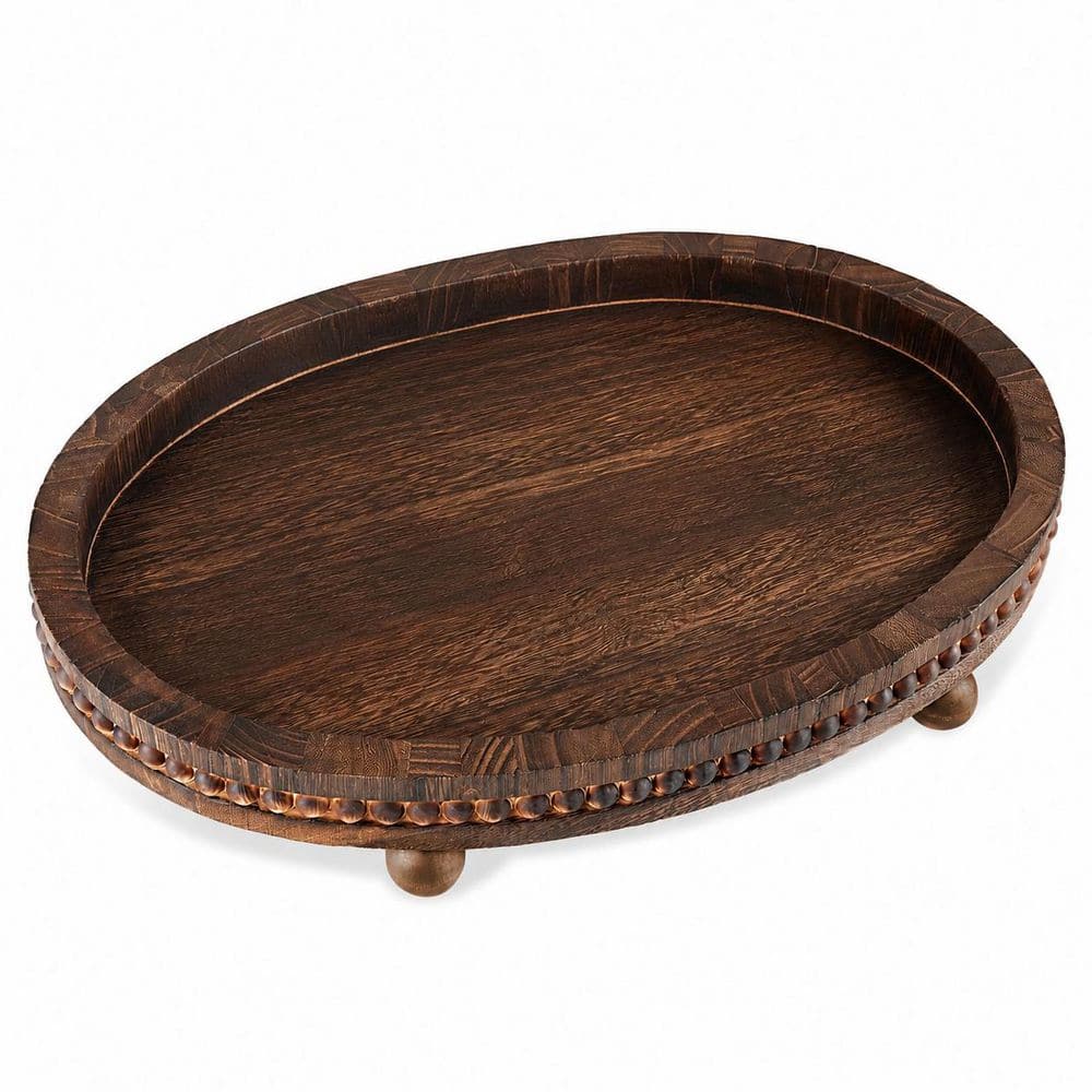 16 x 11.8 in. Wood Beaded Decorative Tray 2.95 in. Tall Rustic Farmhouse Coffee Table Serving Display price history on PriceWatchPro