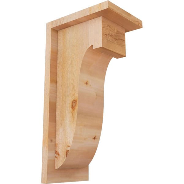 Ekena Millwork 6 in. x 8 in. x 16 in. Western Red Cedar Del Monte Rough Sawn Corbel with Backplate