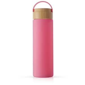 20 oz. Pink Glass Water Bottle with Carry Strap and Non Slip Silicone Sleeve