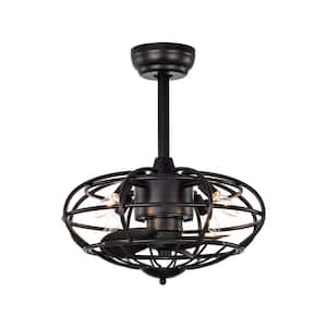 18.1 in. Indoor Black Caged Ceiling Fan with Remote Control, Bulb Not Included
