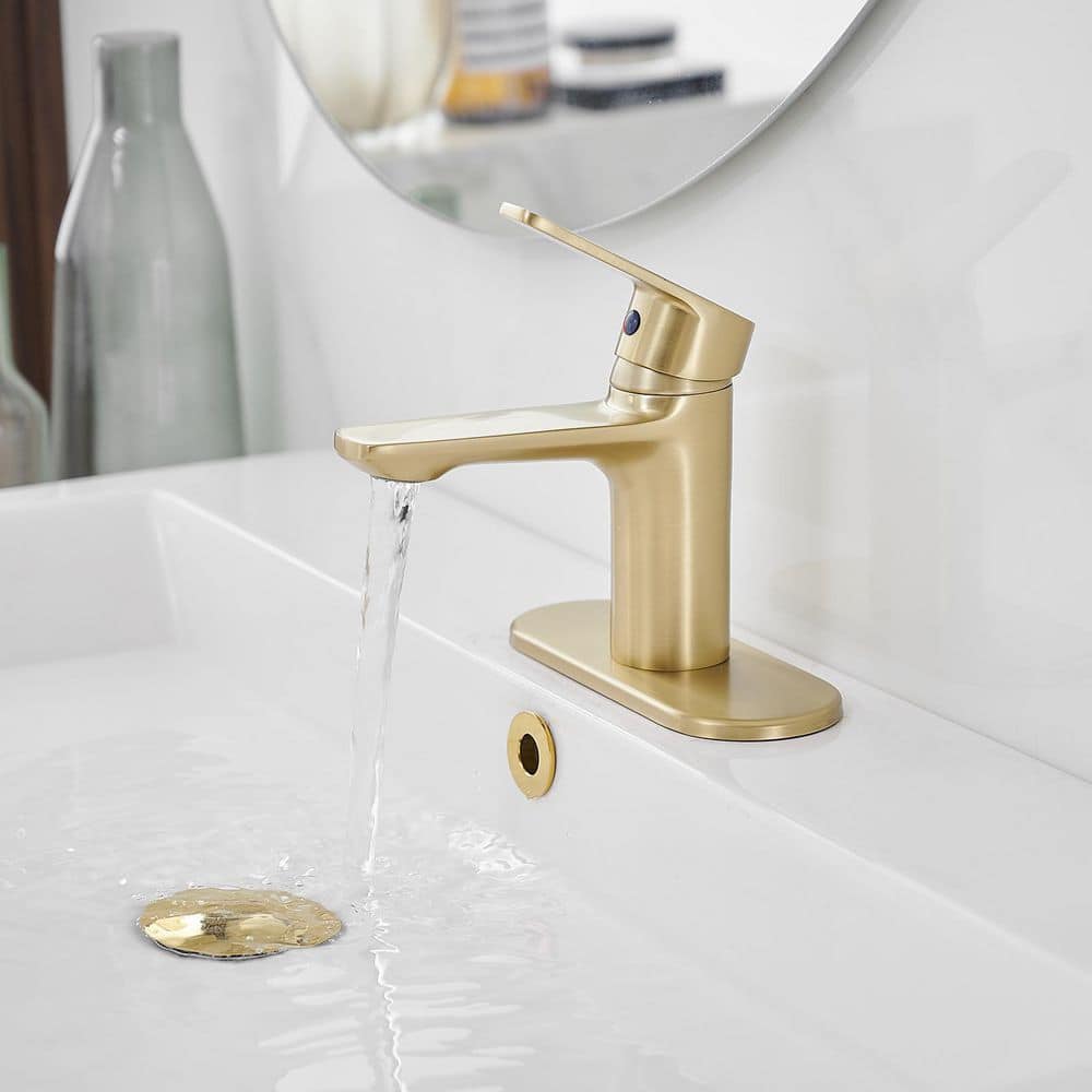 Brushed Gold Stainless Steel Single Handle Bathroom Faucet