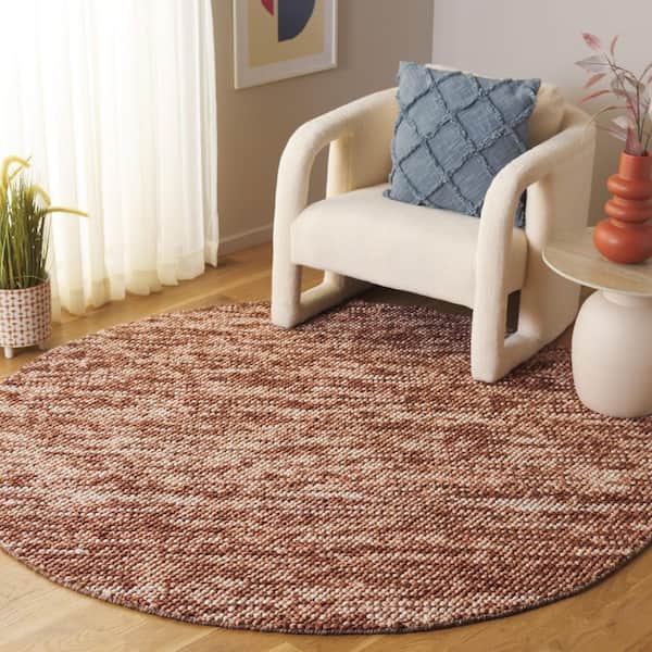 Natura 6 ft. x 6 ft. Rust/Brown Textured Solid Round Area Rug