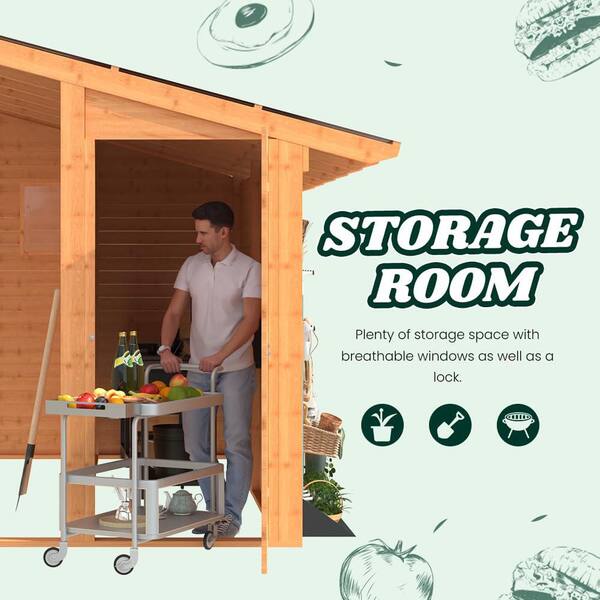 AECOJOY 18.7 ft. x 12.5 ft. Outdoor Wooden Gazebo for Patio with