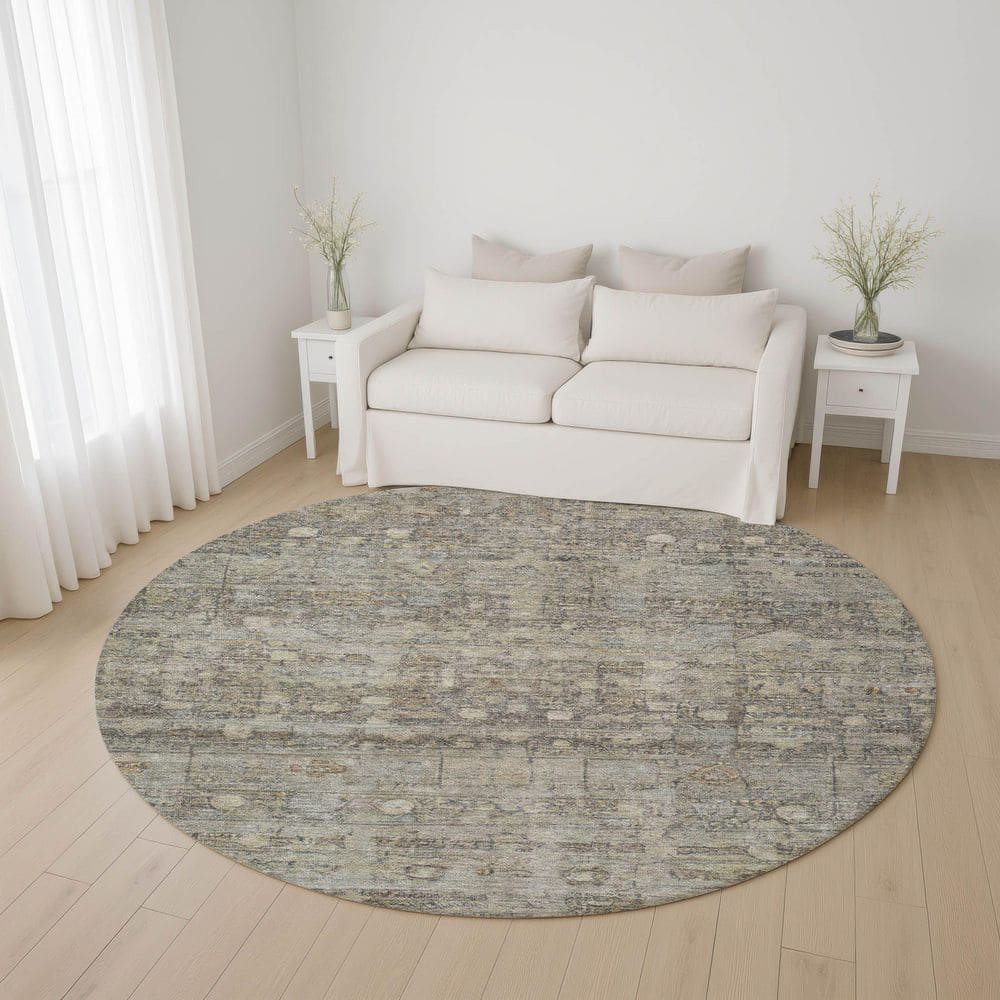 Mayfield Premium Machine Washable Abstract AMF1768 Taupe 8 ft. x 8 ft. Round Rug price history on PriceWatchPro