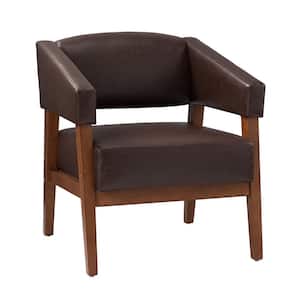 Patrick Brown Mid-century Modern Vegan Leather Armchair with Solid Wood Legs