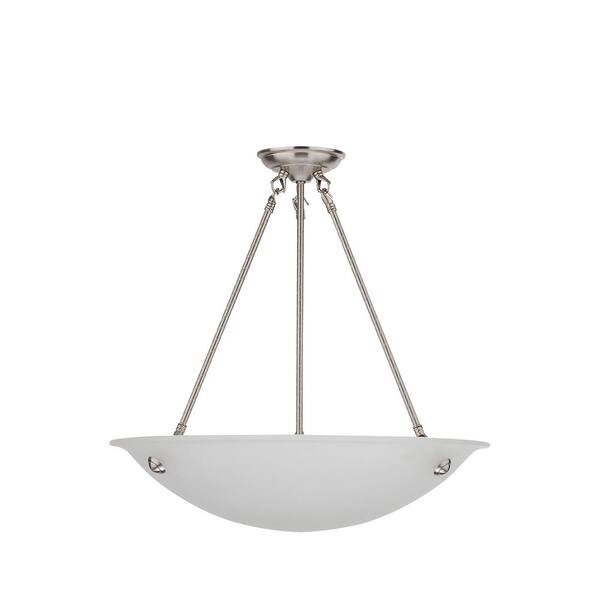 Green Matters 3-Light Satin Steel Chandelier with Etched Acid Wash Glass Shade