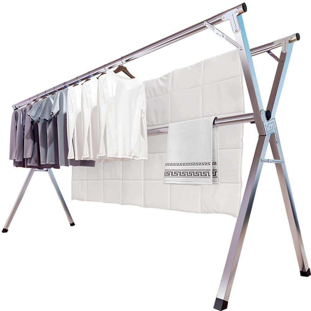 Angel Sar 79 in. X-Shape Stainless Steel Foldable Clothes Drying Rack ...