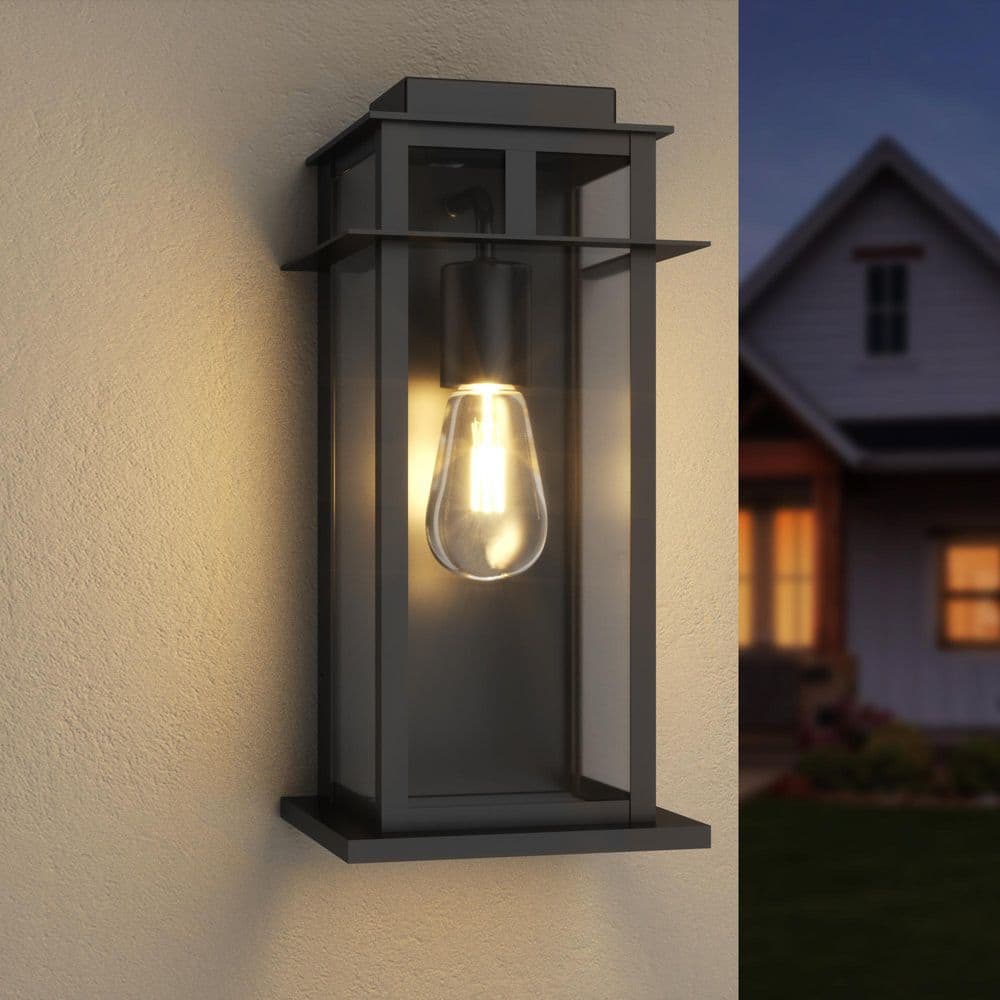13.5 in. Black Modern Dusk to Dawn Outdoor Metal Exterior Garage Front Porch Wall Lights Sconces Lighting Fixtures price history on PriceWatchPro