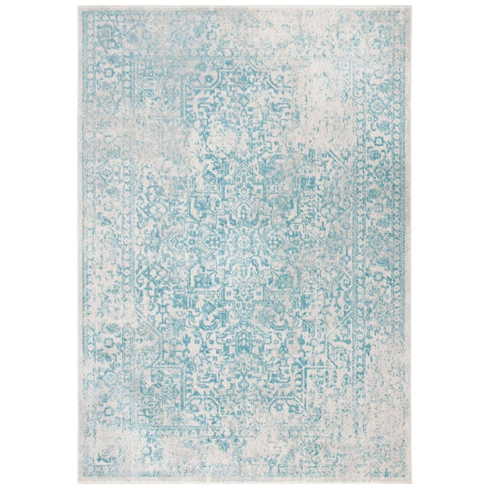 Evoke Ivory/Aqua 7 ft. x 9 ft. Distressed Border Medallion Area Rug price history on PriceWatchPro