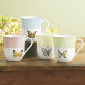 Butterfly Meadow 10 oz. Porcelain Mult-Color 4-Piece Mugs