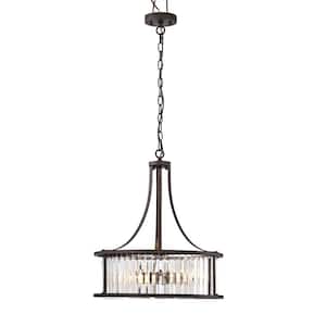 3-Light Oil Rubbed Bronze Finish Round Crystal Chandeliers with Adjustable Height