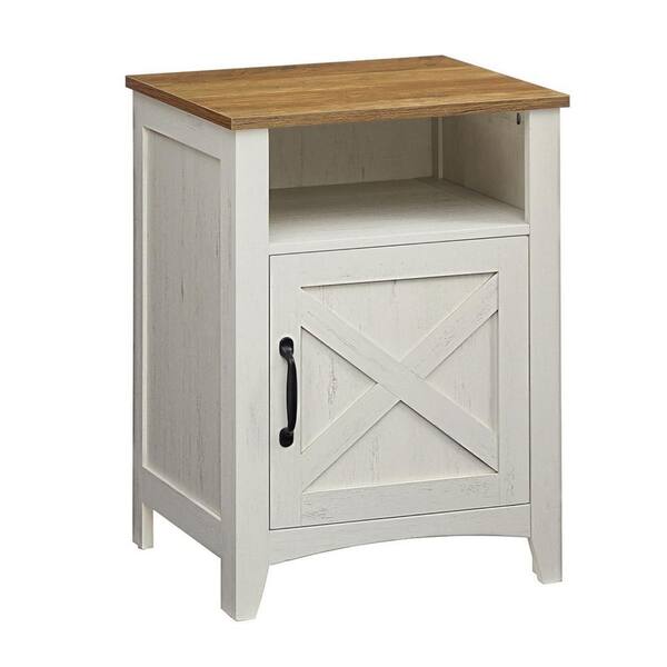 Benjara 17.72 in. White and Brown 0-Drawer Wooden Nightstand (Set of 2)