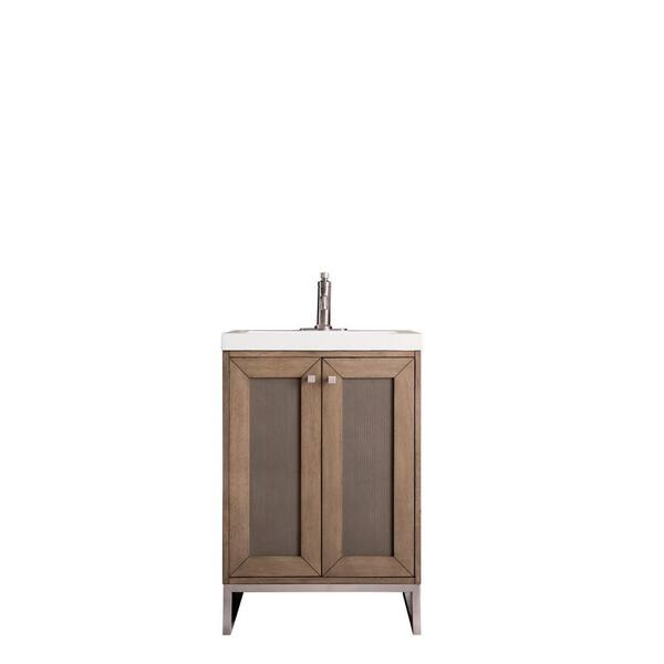 James Martin Vanities Chianti 23.62 in. x 18.12 in. x 33.5 in. Bath Vanity in White Wash Walnut with Vanity Top in White with White Basin