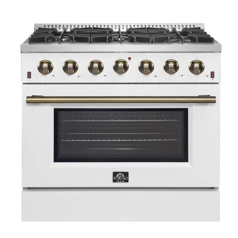 Forno Galiano 36 in. 5.36 cu. Ft. Freestanding Gas Range with 6-Burners in Stainless Steel with White Door