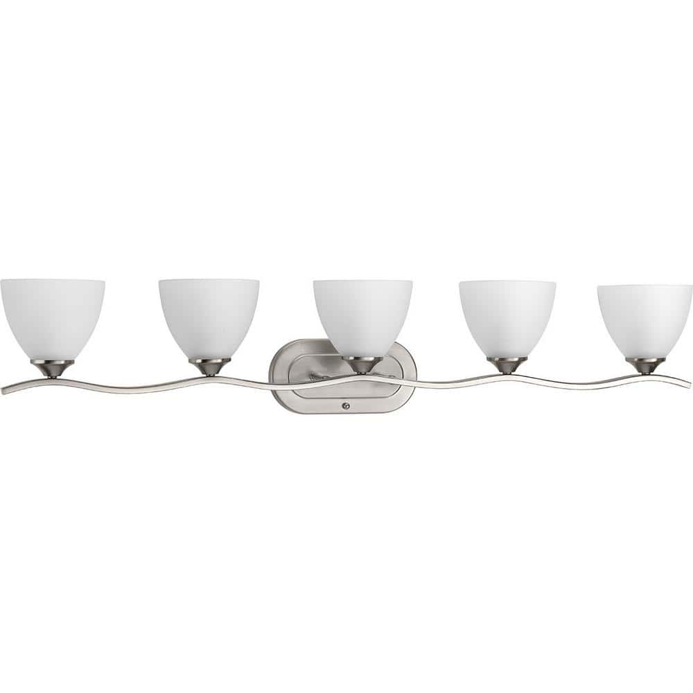 2024 $145, Progress Lighting Bravo Collection 5-Light Brushed Nickel Etched Glass Mod