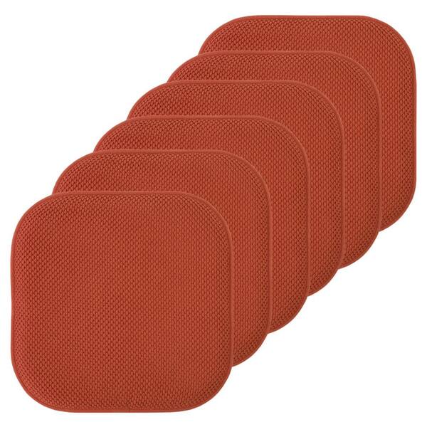 Rust, Honeycomb Memory Foam Square 16 in. x 16 in. Non-Slip Back Chair Cushion (6-Pack)