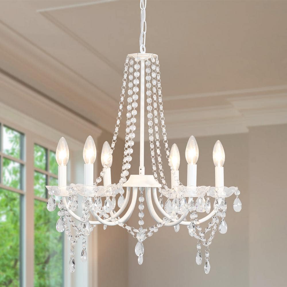 chandelier シェルフ ZJVAIVE 6-Light White Classic Candlestick Crystal Hanging Linear