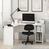 54 in. L-Shaped White Computer Desk with Shelves