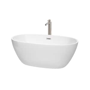 Juno 4.9 ft. Acrylic Flat Bottom Non-Whirlpool Bathtub in White with Brushed Nickel Trim and Faucet