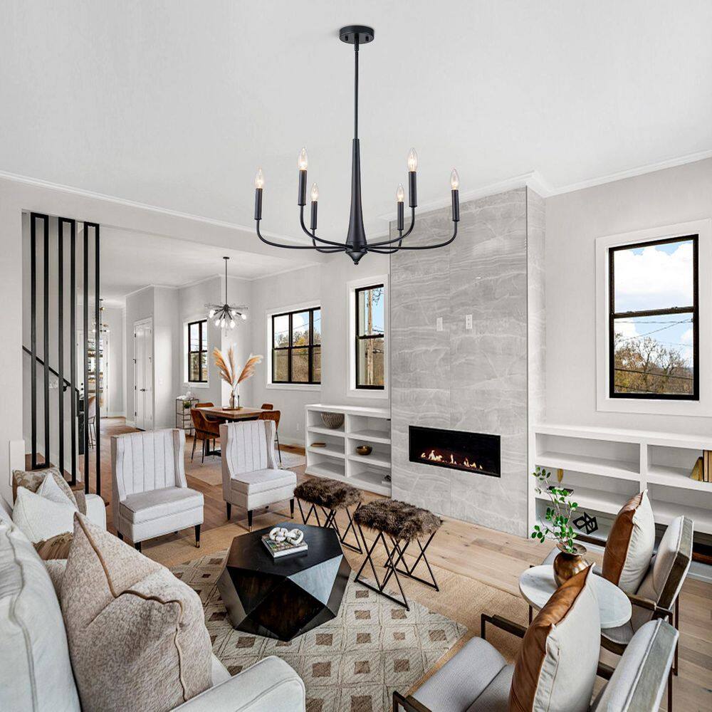 6-Light Black Modern Farmhouse Candle Chandeliers Industrial Metal Pendant Light for Dining Room price history on PriceWatchPro