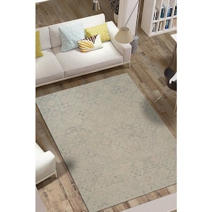 Multi-Colored 7 ft. 6 in. x 9 ft. 6 in. Hand Tufted Wool Transitional Modern Tufted Area Rug