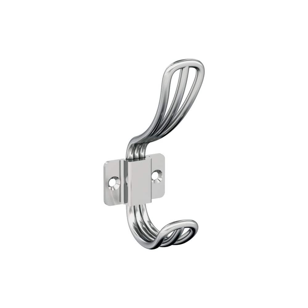 Polished Chrome Double Prong Decorative Wall Hook